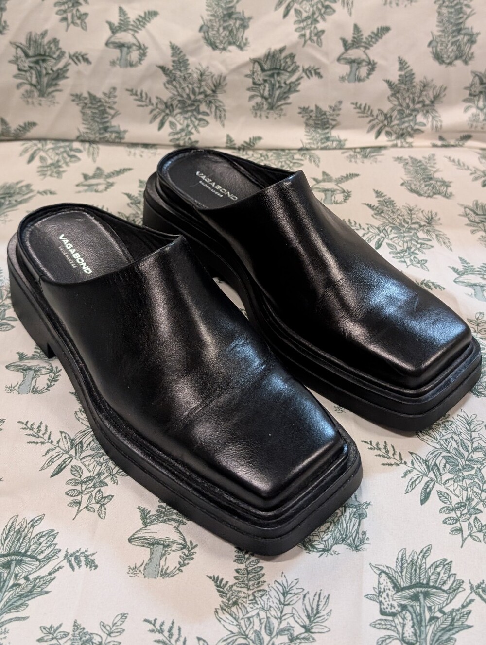 Vagabond Black Leather Slip-On Square-Toe Mules Size 38 - Picture 4 of 5